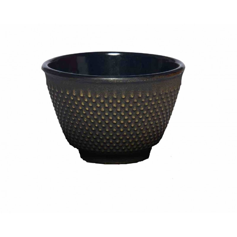 Litinový šálek na čaj - 'Arare'. 120 ml - Zlatá-černá